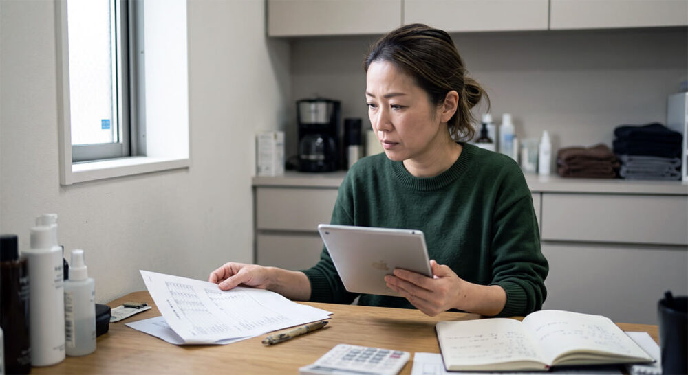 導入検討中のオーナーが資料を確認している様子