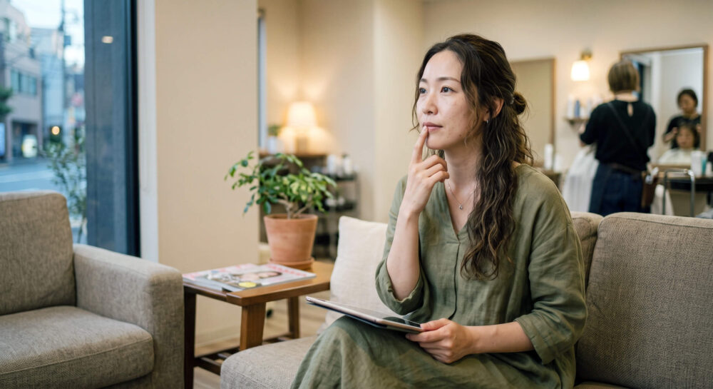 サロンオーナーが疑問点を確認しているイメージ画像